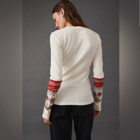 Free People Mikah Layering Cuff Long Sleeve in Ivory Combo-NWT - Picture 3 of 5